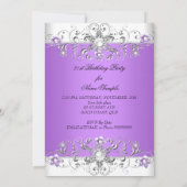 21ste verjaardag Paarse Wit Diamond Kaart (Achterkant)