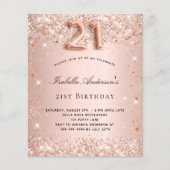 21ste verjaardag roos gouden glitter budget flyer (Voorkant)