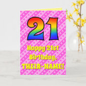 21ste verjaardag: roze strips & harten, regenboogn kaart (Gele Bloem)