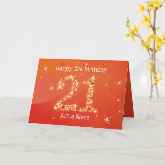 21ste verjaardag - Star Numbers - Rood - 21 jaar K Kaart (Gele Bloem)