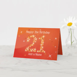 21ste verjaardag - Star Numbers - Rood - 21 jaar K Kaart