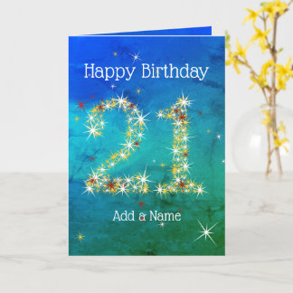 21ste verjaardag - Star-nummer - Blauw groen - 21 Kaart