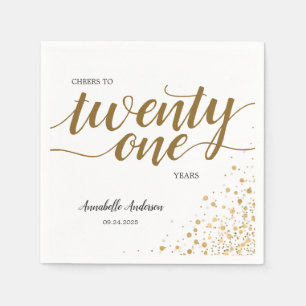21ste verjaardag van de 21ste gouden Confetti Servet