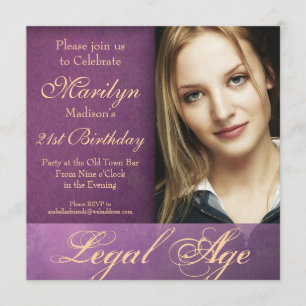 21ste verjaardag van de Elegant Paarse grunge Kaart