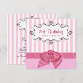 21ste verjaardag van de feestdag - Roze & Wit Kaart (Voorkant / Achterkant)