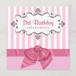 21ste verjaardag van de feestdag - Roze & Wit Kaart
