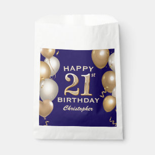 21ste verjaardag van de marineblauw en goudballonn bedankzakje