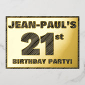 21ste verjaardag van de partij van Birthday - Vett Folie Uitnodiging (Voorkant)