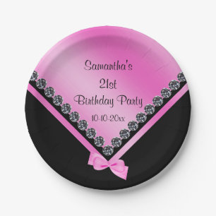 21ste verjaardag van de  Sparkly Diamonds & Roze B Papieren Bordje