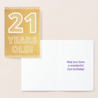 21ste verjaardag: Vet "21 JAAR OUD!" Goudfolie Kaa Folie Kaarten