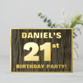 21ste verjaardag: Vet, Faux-waterkorenpatroon Folie Uitnodiging (Staand Voorkant)