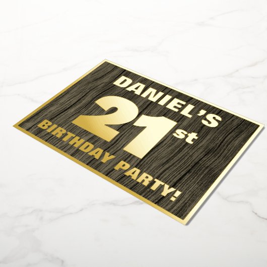 21ste verjaardag: Vet, Faux-waterkorenpatroon Folie Uitnodiging (Gedraaid)