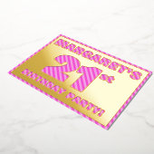 21ste verjaardag — Vet, vuurtje, roze band # 21 Folie Uitnodiging (Gedraaid)