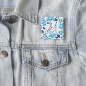 21ste verjaardag vierkante button 5,1 cm (In situ)