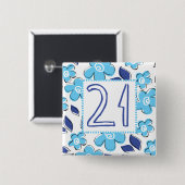 21ste verjaardag vierkante button 5,1 cm (Voorkant /achterkant)