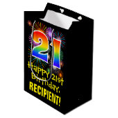 21ste verjaardag: Vuurwerk Fun Pattern + Regenboog Medium Cadeauzakje (Voorkant Gekanteld)