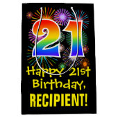 21ste verjaardag: Vuurwerk Fun Pattern + Regenboog Medium Cadeauzakje (Voorkant)