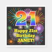 21ste verjaardag: Vuurwerk Fun Pattern + Regenboog Servet (Voorkant)