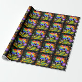 21ste verjaardag: vuurwerk, regenboogblik # "21" cadeaupapier (Uitgerold)