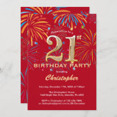 21ste verjaardag vuurwerk voor rode en gouden rege kaart (Voorkant / Achterkant)