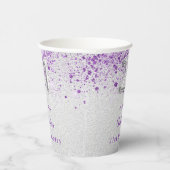 21ste verjaardag zilveren paarse glitter naam papieren bekers (Rechts)