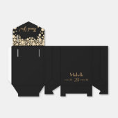 21ste verjaardagsfeest zwart goud dank je naam bedankdoosjes (Uitgevouwen)