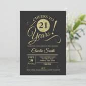 21ste verjaardagsfeestje - Chalkboard Gold Kaart (Staand voorkant)