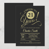 21ste verjaardagsfeestje - Chalkboard Gold Kaart (Voorkant / Achterkant)