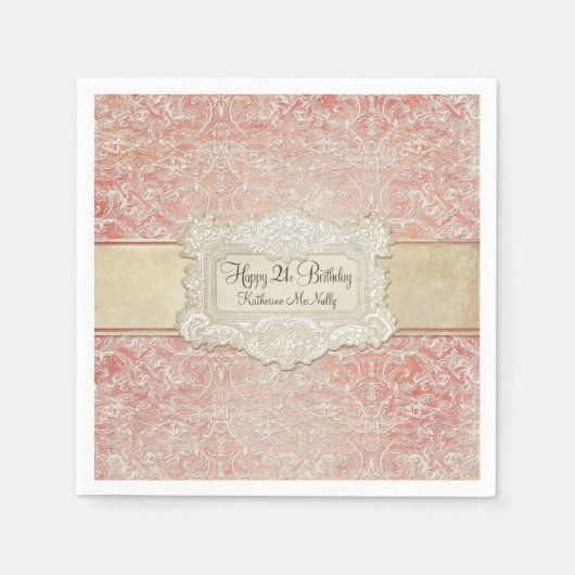 21ste verjaardagsfeestje  Frans Regency Lace Servetten (Voorkant)