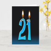 21ste verjaardagskaars met oogballen kaart (Gele Bloem)