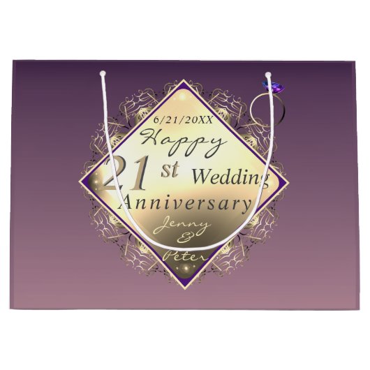 21ste weddenschap Jubileum Brass en Iolite Large G Groot Cadeauzakje (Voorkant)