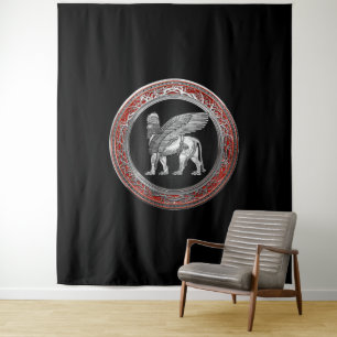 [220] Assyrische scharnieren - Silver Lamassu Wandkleed