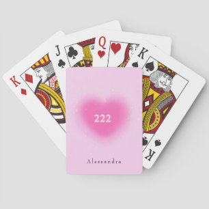 222 Moderne roze hartesthetische angel nummer Pokerkaarten
