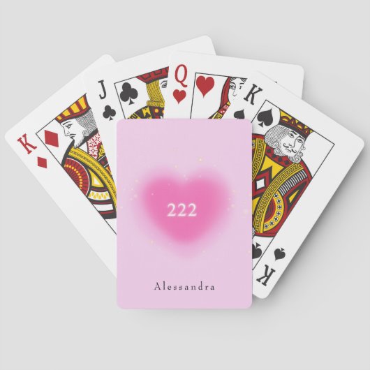 222 Moderne roze hartesthetische angel nummer Pokerkaarten (Achterkant)