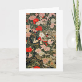 22. 牡丹小禽図, 若冲 Pioenen & Kleine Vogels, Jakuchū Kaart