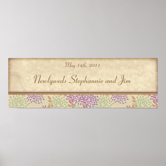 22,5 "x7,5" gepersonaliseerde banner Paarse/groene Poster (Voorkant)