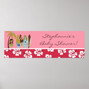 22,5 x 7,5-inch gepersonaliseerde banner roze Hawa Poster
