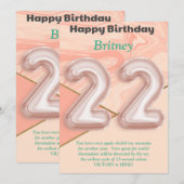 22 ans filles Bonne carte d'anniversaire (Devant / Derrière)