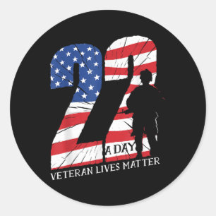 22 Een dag Veteraan Leeft Shirt Veteraan PTSS Awar Ronde Sticker