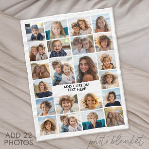 22 Foto Collage - Wit met tekst Fleece Deken