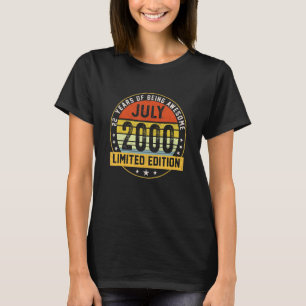 22 jaar oud juli 2000 22e verjaardag t-shirt