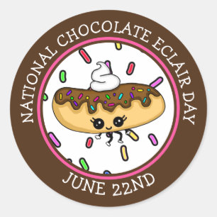 22 juni Nationale Chocolade Éclair Dag Ronde Sticker