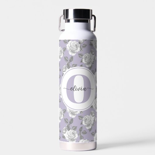 22 oz. Roos Tuin Monogram Lavendel Waterfles (Voorkant)