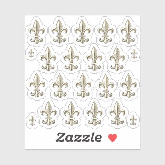 22 Par Sticker Élégant Vintage Fleur de Lis (Feuille)
