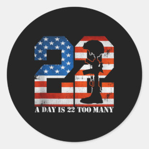 22 Per Dag Is 22 Te Veel Veteraan Levens Help Vete Ronde Sticker