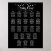 22 Tabel Elegant Black Wedding Seating Chart Poster (Voorkant)