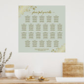 22 Tabel Lacy Gold op Sage Wedding Seating Chart Poster (Keuken)