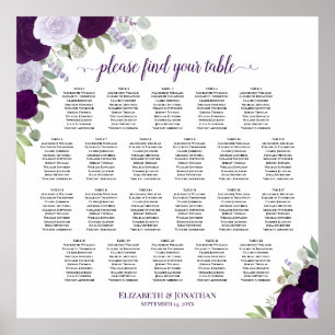 22 Tableau Boho pourpre Mariage floral tableau