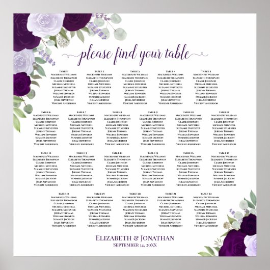 22 Tableau Boho pourpre Mariage floral tableau (Devant)