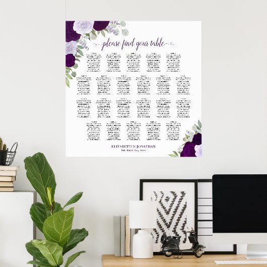 22 Tableau Boho pourpre Mariage floral tableau (Bureau à domicile)